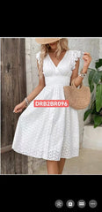 European And American Solid Color And V-neck Waist-tight Dress