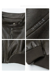 American Fashion Stand Collar Long Sleeve Short PU Leather Short Jacket