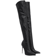 Autumn And Winter Fine Heel With Black Slimming Stretch Over The Knee Boots