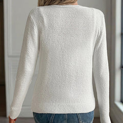 Women's V-Neck Button Front Long Sleeve Knit Cardigan For Spring & Fall Elegant For Casual Wear