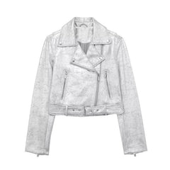 Metal Motorcycle Jacket Autumn Zipper Coat