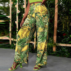 Spring And Summer New Printed Yoga Casual Pants Straight Trousers