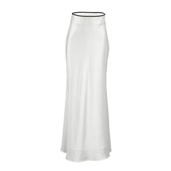 European And American Elegant White Satin Satin Skirt Simple Drape Fishtail