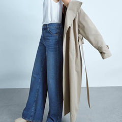 Vintage Women's Double Breasted Fashion Over Knee Trench Coat