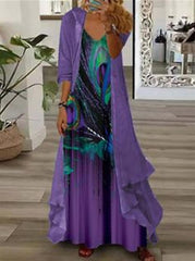 European And American Vacation Spaghetti Straps Long Skirt Indian Style Large Swing Skirt Two-piece Set
