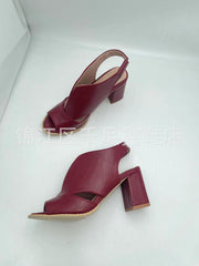 Summer Women's Stylish Peep Toe High Heel Chunky Heel Sandals