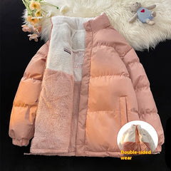 Reversible Cotton puffer Coat Loose Thick Warm-keeping Cotton Clothing