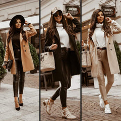 Women's Mid-length Button Woolen Coat