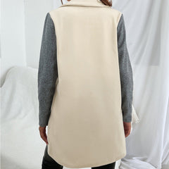 Casual Single-breasted Color Block Trench Coat