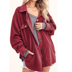 Women's Fashion Lapel Rocking Flannel Button Cardigan Jacket