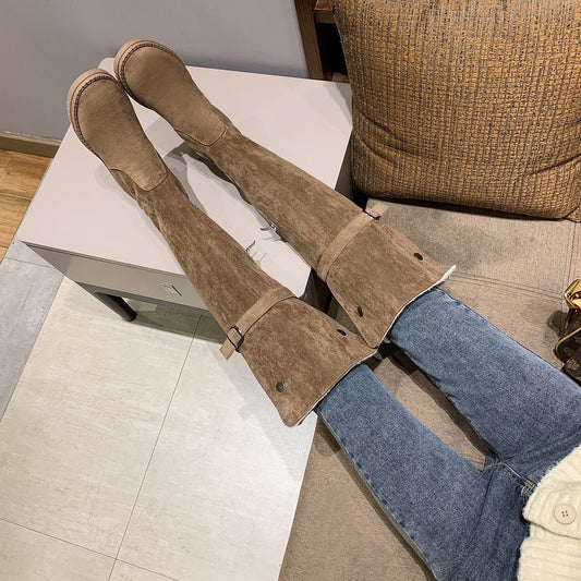 Thick-heeled Over-the-knee Plus Fleece Snow Boots