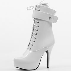 Women's Heel Platform Lace-Up Patent Leather Short Boots – view 3