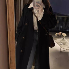 Spring And Autumn British Style Mid-length Early Autumn Trench Coat For Women
