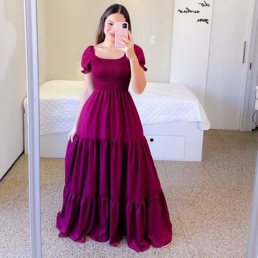 European And American Style Dress Off-shoulder Floral Off-shoulder Long Color Fairy Skirt