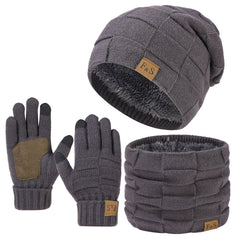 Hat Scarf Gloves Three-piece Suit Snow Day Knitted Earflaps Cap