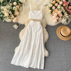 Western Style Camisole, All-match Long Skirt, Fashionable Two-piece Skirt