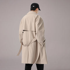 Men's British Style Khaki Long Trench Coat