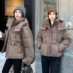 Short Down puffer Jacket Women's Hooded Warm Jacket