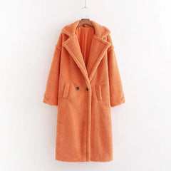 Women's Artificial Teddy Long-sleeved Thickened Thermal Long Coat