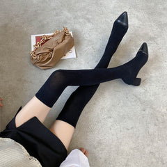 Fall New Pointed Toe Thick Heel Over The Knee Stretch Boots – view 4