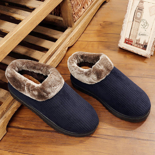 Winter Men's New Casual Cotton Shoes Tendon Thickening Bottom Home Warm Shoes Men's Plus Velvet Thick Cotton Boots Men