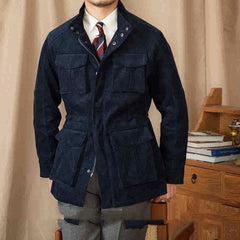 Autumn And Winter Corduroy Safari Jacket Jacket Windproof Stand Collar Casual
