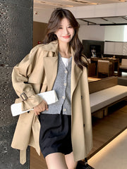 Women's Fashion Casual Pure Color Tied Slimming Coat