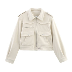 Spring And Autumn Casual Loose European And American Style Suede Fabric Jacket Short Coat