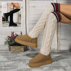 Winter Over-the-knee Boots With Long Knitted Sock Design