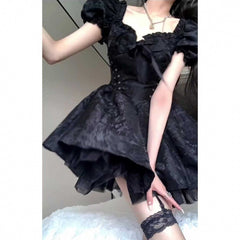 Women's French Black Mini Dress And High-end Dress