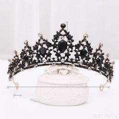 Black luxury crown bridal headdress wedding dress
