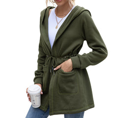 Mid-length hooded trench coat