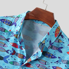 Digital printed cardigan short sleeve casual shirt