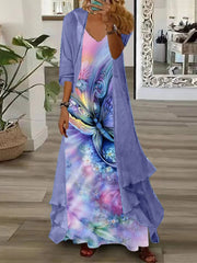 European And American Vacation Spaghetti Straps Long Skirt Indian Style Large Swing Skirt Two-piece Set