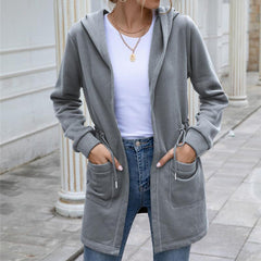 Mid-length hooded trench coat