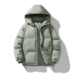 Men's Hoodie Coat Winter Fashion Solid ZIp-up Thickened Cotton-padded Puffer Jacket Casual Warm Outwear Top Clothing