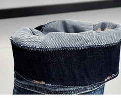 Pointed Mid Heel Denim Over Knee Boots