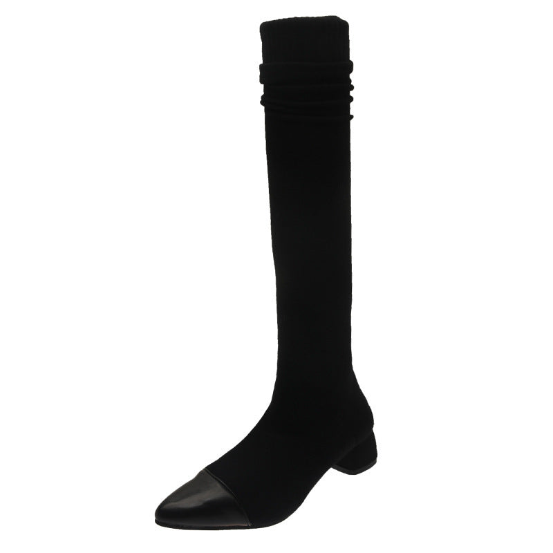 Fall New Pointed Toe Thick Heel Over The Knee Stretch Boots – view 5
