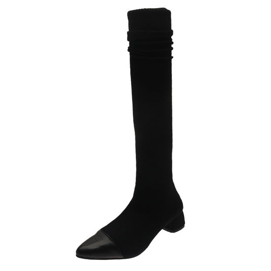 Fall New Pointed Toe Thick Heel Over The Knee Stretch Boots