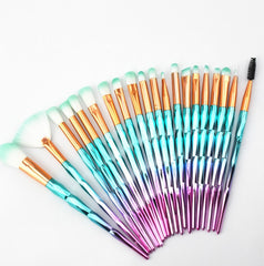 20 fiber eye group suit multicolor eye shadow set brush plating plastic handle beauty tools