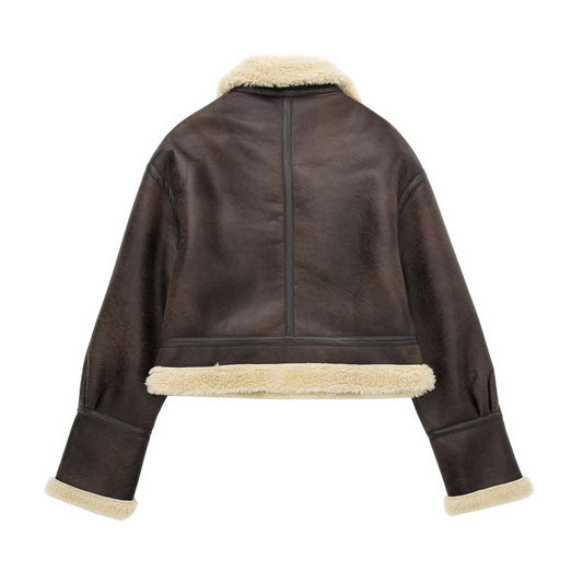 Women's French Fashion Versatile Short Reversible Fleece Jacket