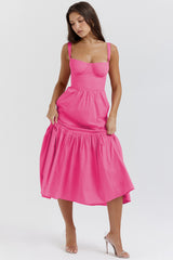 Spring And Summer Comely Pastoral Style Sling Floral A Swing Cake Dress