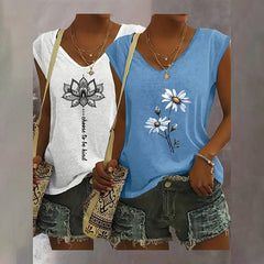 2Pack Women's V Neck Sleeveless Tank Tops Loose Fit Casual Summer Beach Shirts