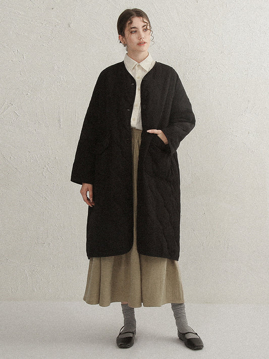Autumn And Winter Robe Cotton Coat Three-layer Quilted Chic Long Thick Cardigan
