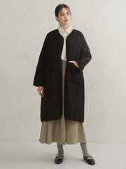 Autumn And Winter Robe Cotton Coat Three-layer Quilted Chic Long Thick Cardigan