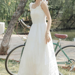 White Strap Dress Women's First Love Strap Long