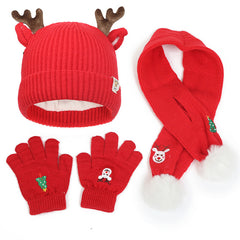 Children's Hat Scarf Gloves Fleece-lined Three-piece Set