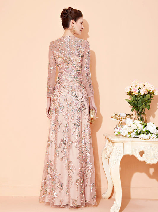 Elegant Long Evening Dress With Long Sleeves