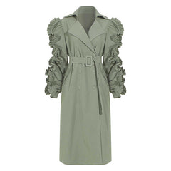 Personality Temperament Trench Coat All Match Double Breasted Solid Color