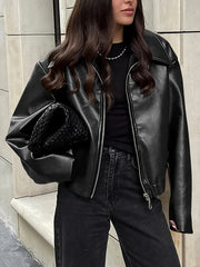 Retro Biker's Style Wine Red European And American Handsome Matte Leather Jacket Coat